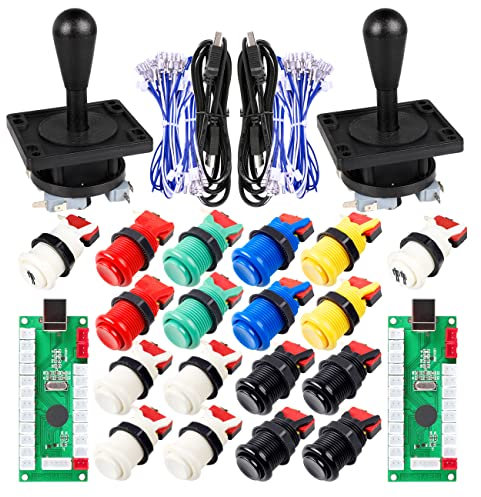 Clásico juego de arcada de bricolaje Parte de Mame USB gabinete 2x Zero Delay codificador USB para juegos de PC + 2x 8 Camino Joystick + 18x Arcade Push Button (incluyendo 1p / 2p teclas de partida)