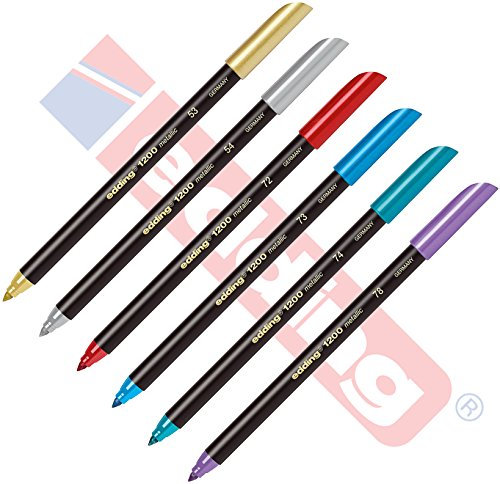 Edding 1200 Fasermaler [ Metallic Special ] Filzstift zum Schreiben, Malen und Markieren - Colourpen für Handlettering - Strichbreite: 1 mm metallic - Gold Silber rot blau grün violett