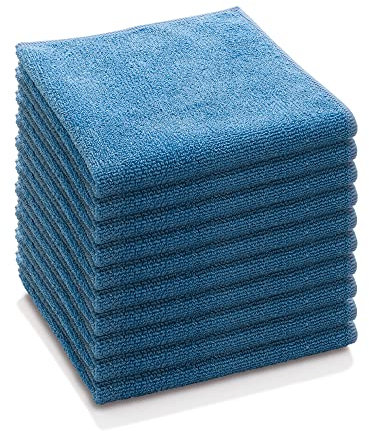 E-Cloth Paño de Microfibra de Uso General, paño de Limpieza Multiusos para Superficies del hogar, Lavable y Reutilizable, Promesa de 100 Lavados, Azul, Paquete de 10