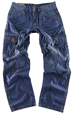 Timezone Herren Relaxed Hose BenitoTZ 3131 Denim Cargo Pants W34/L34