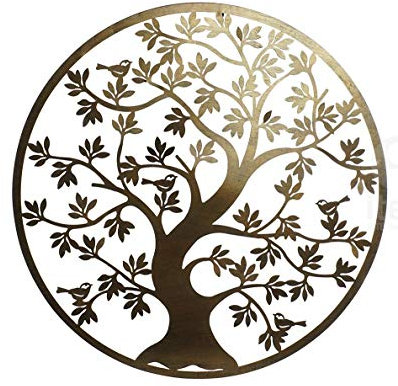 DRW Decorazione da Parete Albero della Vita Metallo 40x40 cm (orato storto)