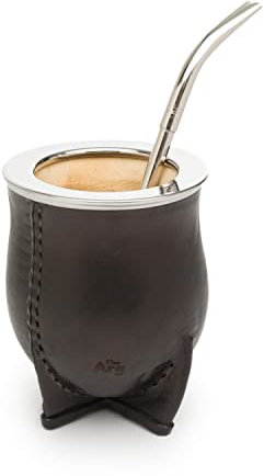 Juego de calabaza Yerba Mate con pajita de acero inoxidable, juego de taza y bombilla de cuero hecho a mano de Argentina, esencial para la playa, idea para regalos, taza de viaje para mate