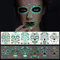 Temporäre Halloween-Gesichtstattoos, 6 Blatt Glow in the Dark Tattoos Zuckerschädel Aufkleber Tag der Toten Make-up, für Maskerade und Partys
