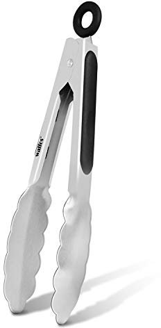 Walfos Küchenzange - 7-Zoll-Hochleistungs-Lebensmittelzange, Premium-Edelstahl und rutschfester hitzebeständiger Griff - ideal zum Kochen, Salat, Grillen und Grillen