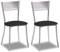 2 Sillas metálicas con respaldo de escalera y asiento tapizado - Estructura color aluminio - Asiento en Polipiel negra
