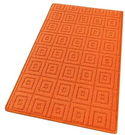 emmevi Alfombra de cocina 3D antideslizante de color liso, lavable, suave, absorbente, mod. EVITA 57 x 240 cm, naranja