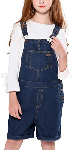 maoo garden Bambina Denim Salopette Bambini Cotone Leggero Salopette Estate Tuta Pagliaccetto scuro 7-8 Anni
