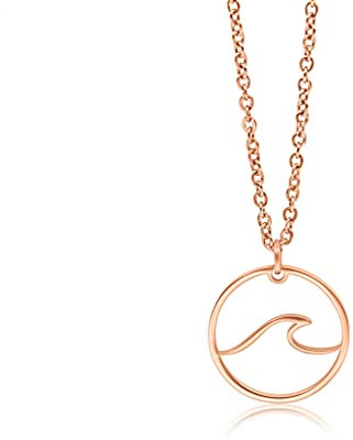 Nuoli® Kette Welle Rosegold Damen (45 + 5cm verstellbar) Halskette mit Wellen Schmuck Anhänger für Frauen & Mädchen, aus Edelstahl