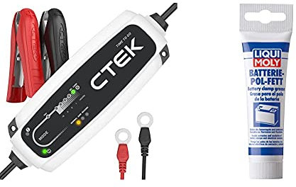 CTEK 40-161 CT5 to Time to Go - Vollautomatisches Batterieladegerät mit Coutdown-Display (Erhaltungsladung von Auto- und Motorradbatterien) 12V, 5 Amp & LIQUI Moly 3140 Batterie-Pol-Fett 50 g
