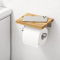 KES Toilettenpapierhalter ohne Bohren mit Bambus-Ablage Klopapierhalter Klorollenhalter WC Papier Halterung Rollenhalter Bad Edelstahl SUS304 gebürstet, BPH220BADM-2