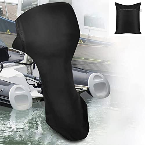 Außenbord-Motorabdeckung, Skyour wasserdichte Bootsmotor-Abdeckung, Staub-Rian UV-Motor-Schutzabdeckung (124,5 x 134,6 x 104,1 cm) für 8 PS, Schwarz)