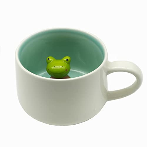 NOSCOMP 3D Animal Cup Coffee Mug Comes with A Cute Inside Creative Morning Mug Animal Cup for Hot and Cold Tea Milk Coffee Perfect for Kids Decorations Best Office Cups (Cow), 400 ML,Ceramic