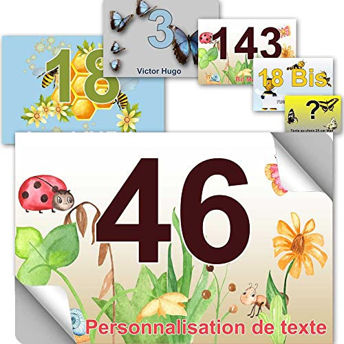 TOUTENPLAQUE Autocollant numéro de maison - collection papillon : À Personnaliser…