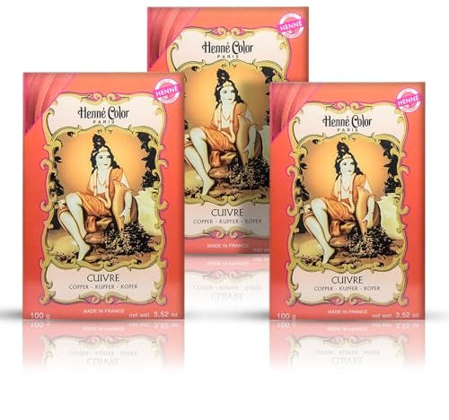 Copper Henne Color Henna Hair Dye Powder 3 x 100g with Fenny's Creations Shower Cap
