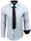 Baxboy 444-BK Herren Kontrast Hemd Business Hemden mit Krawatte Hochzeit Freizeit Fit, Farbe:Hellblau, Größe:L