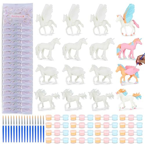 BONNYCO Unicorno Bambina Regalo Gadget Compleanno Bambini, Set Pittura Bambini 16 Pezzi Regalini Fine Festa Compleanno, Regalino Fine Festa Dopo Invitati | Kit Lavoretti Gadget Unicorno Giocattolo