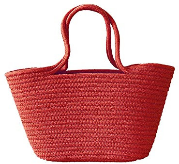 Hixingo Bolso de la Paja Mujeres Bolso Playa Grande Bolso de Hombro Verano Boho Totes de Playa Ratán Tejidas a Mano Para Viajes, Compras y Vacaciones (rojo,one size)