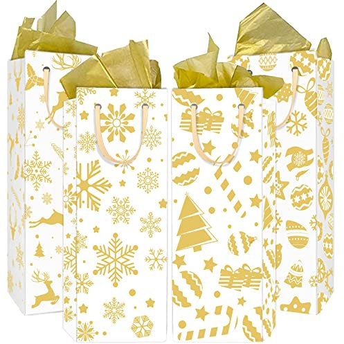 Wlulu Gold Bottle Bags Gift Christmas Wine Bags Gift Bags for Christmas Wine