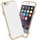 cadorabo Case compatible with Apple iPhone 6 PLUS / 6S PLUS in Glossy White - Gold - Protective cover made of flexible TPU silicone and with camera protection
