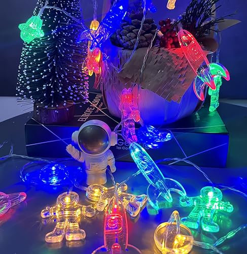 LELYFIT Lumières d'extérieur, 1.5M/10LED Rocket Shaped Garden Lights, Indoor String Lights, Valentine's Day Battery Operated, Wedding, Party, Children's Room, Christmas(1.5 M Coloré)