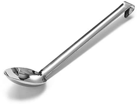 Forgast Cuchara honda universal | Acero inoxidable | Práctico gancho para colgar | Fácil de limpiar | Capacidad de la cuchara 65 ml | Longitud del mango 28 cm | Apta para lavavajillas