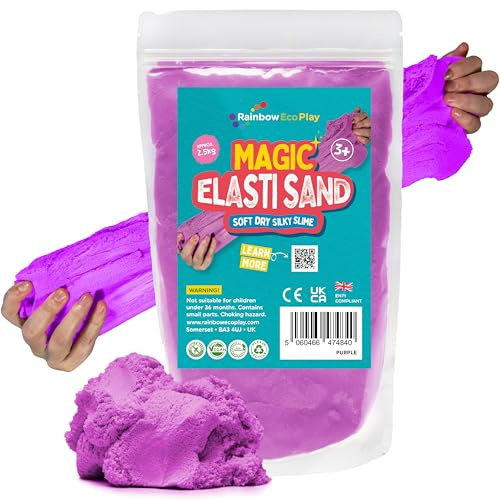 Rainbow Eco Play Magic Elasti Sensory Stretchy Natural Play Sand - 2.5kg | Soft, stretchy sensory sand that flows like slime without the mess. Made from natural minerals