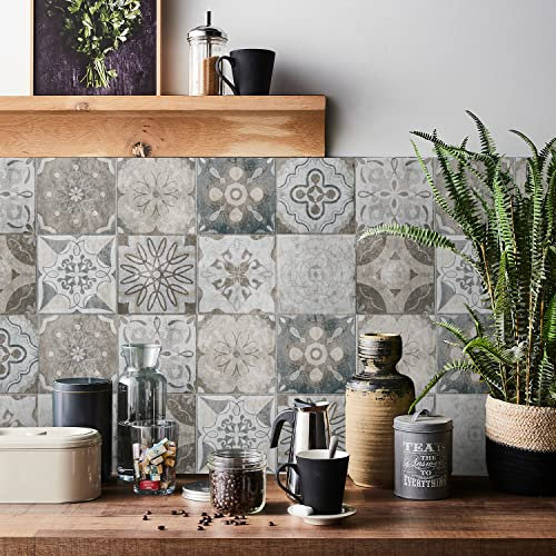 HORIWE Fliesenaufkleber Mosaik Wandfliese Aufkleber 24 Stück PVC Fliesensticker Fliesen Marokko Selbstklebende Tapete Wasserdicht Wandaufkleber für Küche,Schrank,Möbel,Tisch
