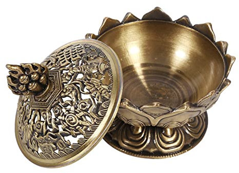 KIMISS Räuchergefäß, Lotus Räuchergefäß für Zapfen, Räuchergefäß für Holzkohlescheibe, Harz, Räuchergefäß Räucherkegel Halter Räucherstäbchen-Kegelhalter (Bronze)