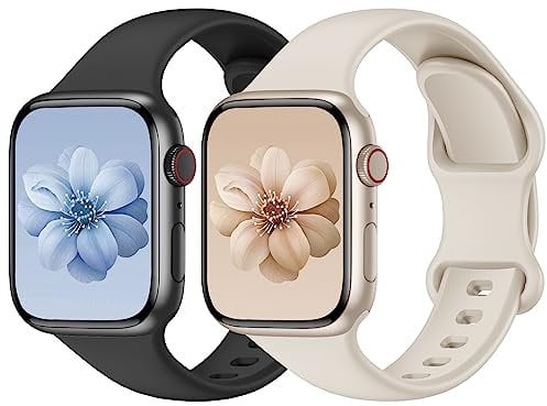 Yoohoo 2 Stück Silikon Armbänder kompatibel mit Apple Watch Armband 40mm 41mm 42mm 44mm 45mm 46mm 49mm für Damen Herren,Sport Ersatzarmband für iWatch SE Series 10 9 8 7 6 5 4 3 2 1 Ultra Ultra2