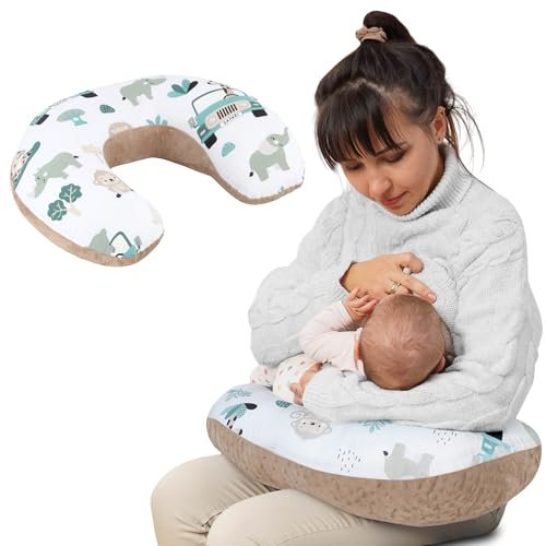 Totsy Baby Cojin Lactancia y Embarazada 130 cm - Almohada por lactante bebé cojín de Embarazo por Dormir o Cojines Maternidad Minky para Mujeres Embarazadas y Bebe Oeko-Tex África Caqui