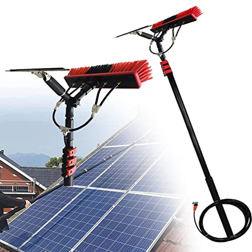 DEHIWI Teleskopstange Wasserführend mit Schaber,Fensterputzer längenverstellbar Fensterreiniger,für Sonnenkollektoren und Photovoltaik Panel Reinigungswerkzeug,7.2m/24FT