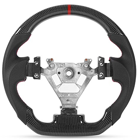 Kohlefaser-Lenkrad für 350z 2003–2008, 12-Uhr-Rot, mit Abgeflachtem D-Type Racing-Design, Gebürstetem Perforiertem Lederlenkrad