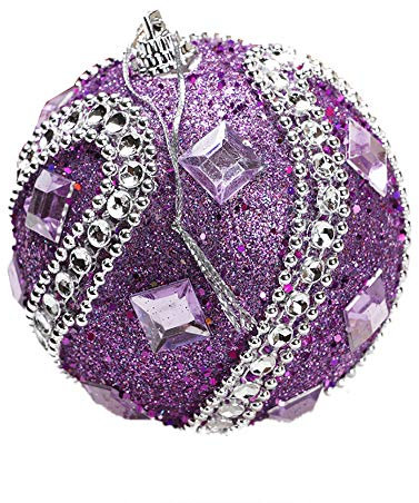 Baumschmuck Weihnachten Weihnachtskugeln weiß rot Weihnachten Strass Glitter Kugeln Kugeln Weihnachtsbaum Ornament Dekoration 8CM Outdoor Schaukel für Weihnachtsdekoration Hochzeit (Purple, One Size)