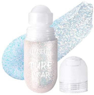 Prreal Roll-on Body Glitter Gel, Color Change Glitter for Festival Rave Accessories, Glitzer Face Paint Holographic Hair Glitter Gel, Sparkle Shimmer Halloween Makeup for Rave Party(02 Galaxy Blue)