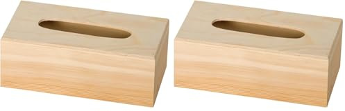 Artemio Scatola Porta fazzoletti con Fondo, Legno, Beige, 25 x 13 x 9 cm (Confezione da 2)