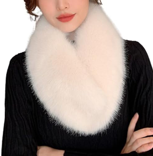 LAKEMON Schal aus Kunstpelz, Warmer, Dicker Damen-Kragenschal, Damen-Winterpelz-Halswärmerschal (Beige)