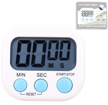 Multi-functional Digital Kitchen Timer - ABS material, loud alarm, large numbers, cooking timer, convenient storage, back with plastic magnetic heel stand (white)