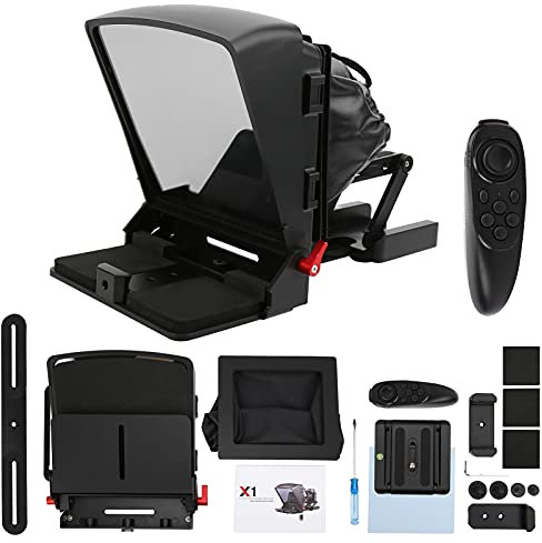 Cyrank Teleprompter, Teleprompter Mit Fernbedienung, Tragbarer Fernbedienungs-Teleprompter, Videoaufzeichnungsprompter, Arbeit Mit Tablet/Smartphone, Toller Partner Für Live-Streaming