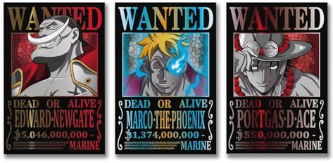 One Piece Wanted Poster Ace Newgate Marco Poster Druck Kunst Wandmalerei Leinwand Poster Moderne Schlafzimmer Dekor 20 x 30 cm