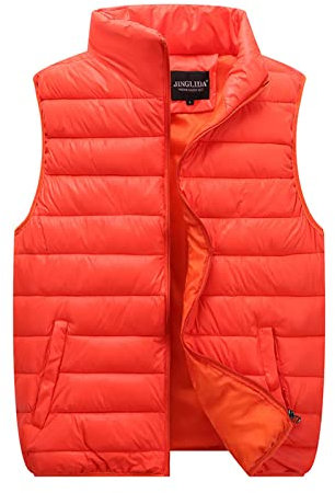 Didadihu Fleeceweste Herren : Fleece Fleeceweste Slim Fit Steppweste Weste Stehkragen Leichte Arbeitsweste Pufferweste Softshellweste Freizeit 5Xl,Orange,3Xl