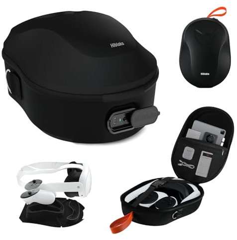 RCstyle Carrying Case for Meta/Oculus Quest 3 with 40W Magnetic Charging Port, Compact Design Hard Travel Case, All-In-One VR Headset and Controller Expansion Shoulder Strap Backpack