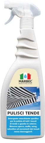 MARBEC PULISCI TENDE 750ML Detergente smacchiante specifico per la pulizia di tutti i tessuti di tende e gazebo.