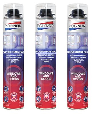 Mousse Expansive Pistolable EKO SPRAY POLYNOR - Pour le Montage, l'isolation et le calfeutrage - (Lot de 3)