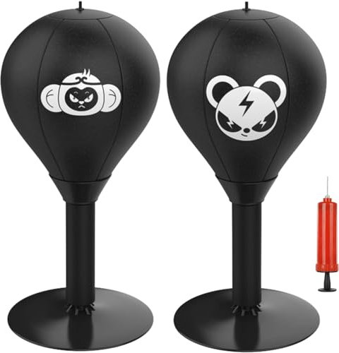 Punchingball Tisch Funpunch Rage Bag Schreibtischboxsack Tool Mini Boxing Gadgets Desktop-Boxsack Stress Buster mit Saugnapf Strapazierfähiger Ball zum Stressabbau Für Erwachsene Kinder (2PCS)