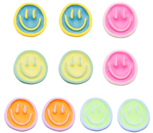 Kühlschrankmagnete, WASAGA 5 Stück / 10 Stück 2.2 cm Durchmesser Buntes Lächeln Emoji Magnetisch für Kühlschrank & Whiteboard & Anschlagtafel (5 Farben & 10 Stück)