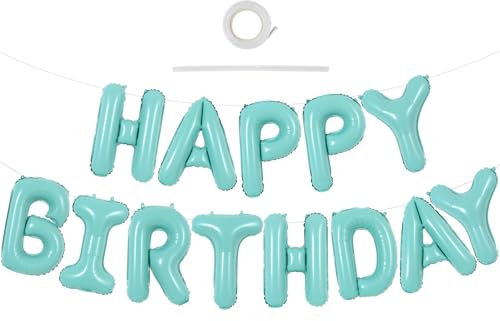 TONIFUL Blau Happy Birthday Ballon Girlande,16 Zoll Blau Folie Happy Birthday Folienballon Luftballon Geburtstagsballon Banner Helium Ballon für Geburtstag Party, Geburtstagsbanner