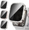 Neitra [3Stück] Glitzer Diamanten Hülle für Apple Watch Series 9 8 7 41mm, Privatsphäre Gehärtetes Glas Anti-Spähen Cover, 3 in 1 Hart PC Bumper Case Bling Gehäuse für Frauen Mädchen