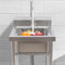 Fregadero de cocina independiente de acero inoxidable, 50 x 50 x 90 cm, 4,8 L, lavabo individual comercial con grifo caliente y frío para garaje, taller, lavandería, camping