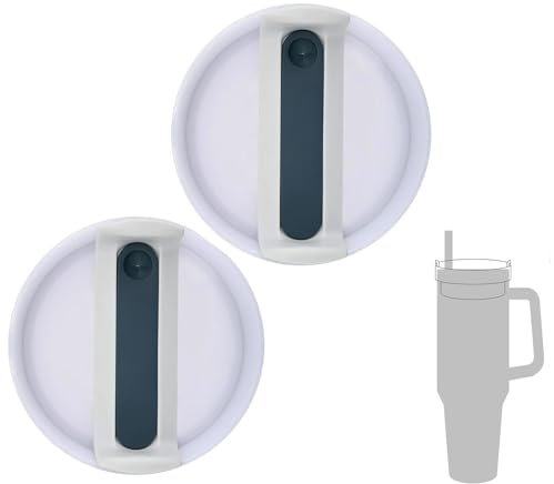40oz Tumbler Lids Replacement for Stanley Cup,Replacement Spill Proof Splash Resistant Tumbler Lids Reusable Tumbler Cover for Stanley and More Coffee Mugs (Grey+Dark Blue)