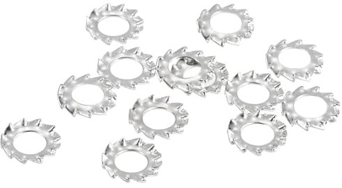 QUARKZMAN 60 Piezas Arandelas de Bloqueo con Dientes Externos M5 Arandela de Bloqueo Dentada Externa de Acero Inoxidable 304 para Sujetadores de Equipos Mecánicos Color Plateado